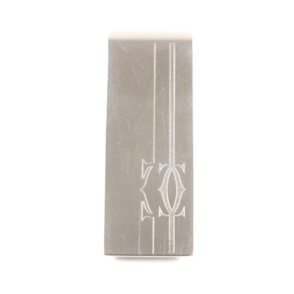 Cartier C2 Decor Logo Bill Clip Billfold Money Clip Silver Men